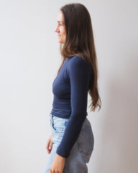 Zofina L/S Crew Neck Top in Navy