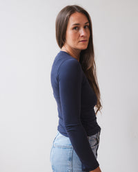 Zofina L/S Crew Neck Top in Navy