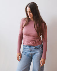 Zofina L/S Crew Neck Top in Dark Blush