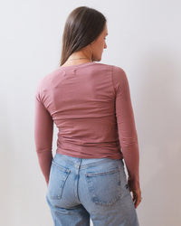Zofina L/S Crew Neck Top in Dark Blush