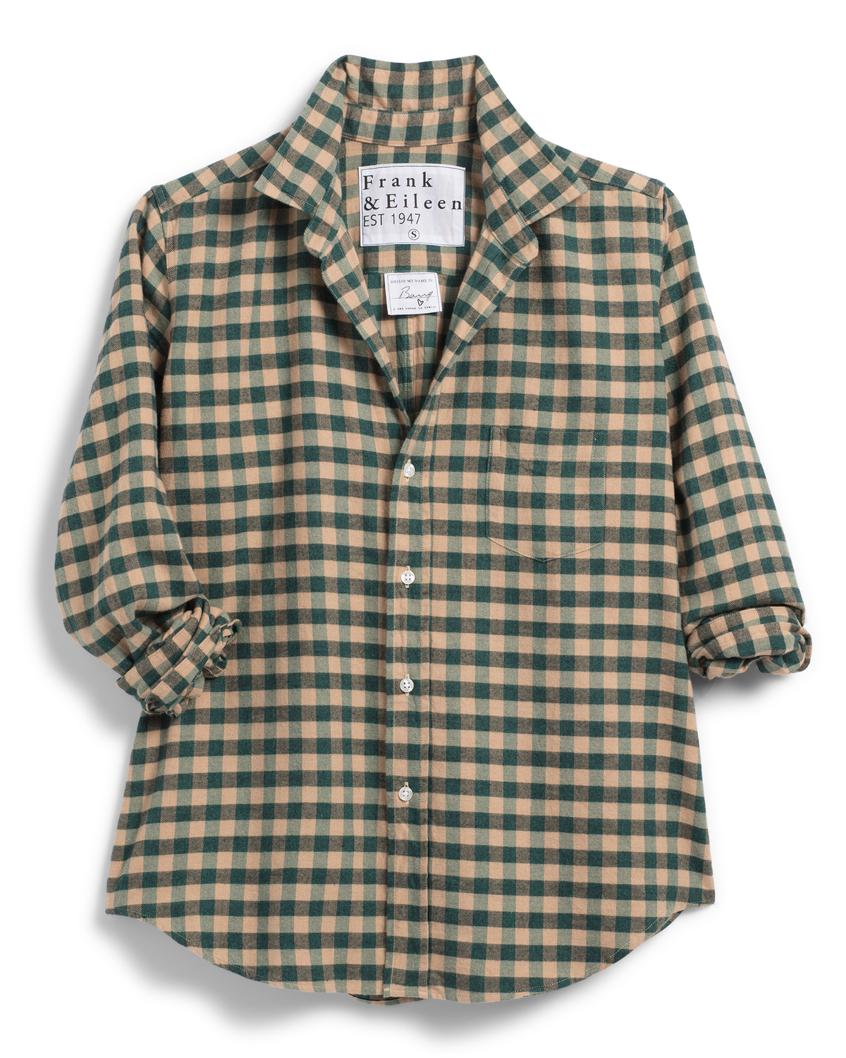 Barry Button Up in Camel & Green Check