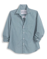Barry Tailored Button Up Shirt in Green Stripe