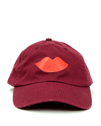 Lips Baseball Hat in Oxblood w/ Poppy