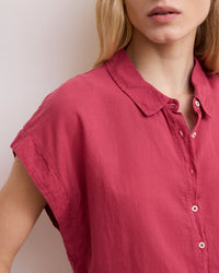 Hartford Teno Short Sleeve Button Up in Acai 
