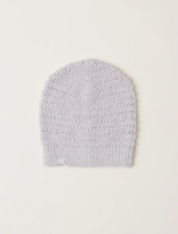 Light gray Barefoot Dreams CC Boucle Beanie in Stone on a white background.