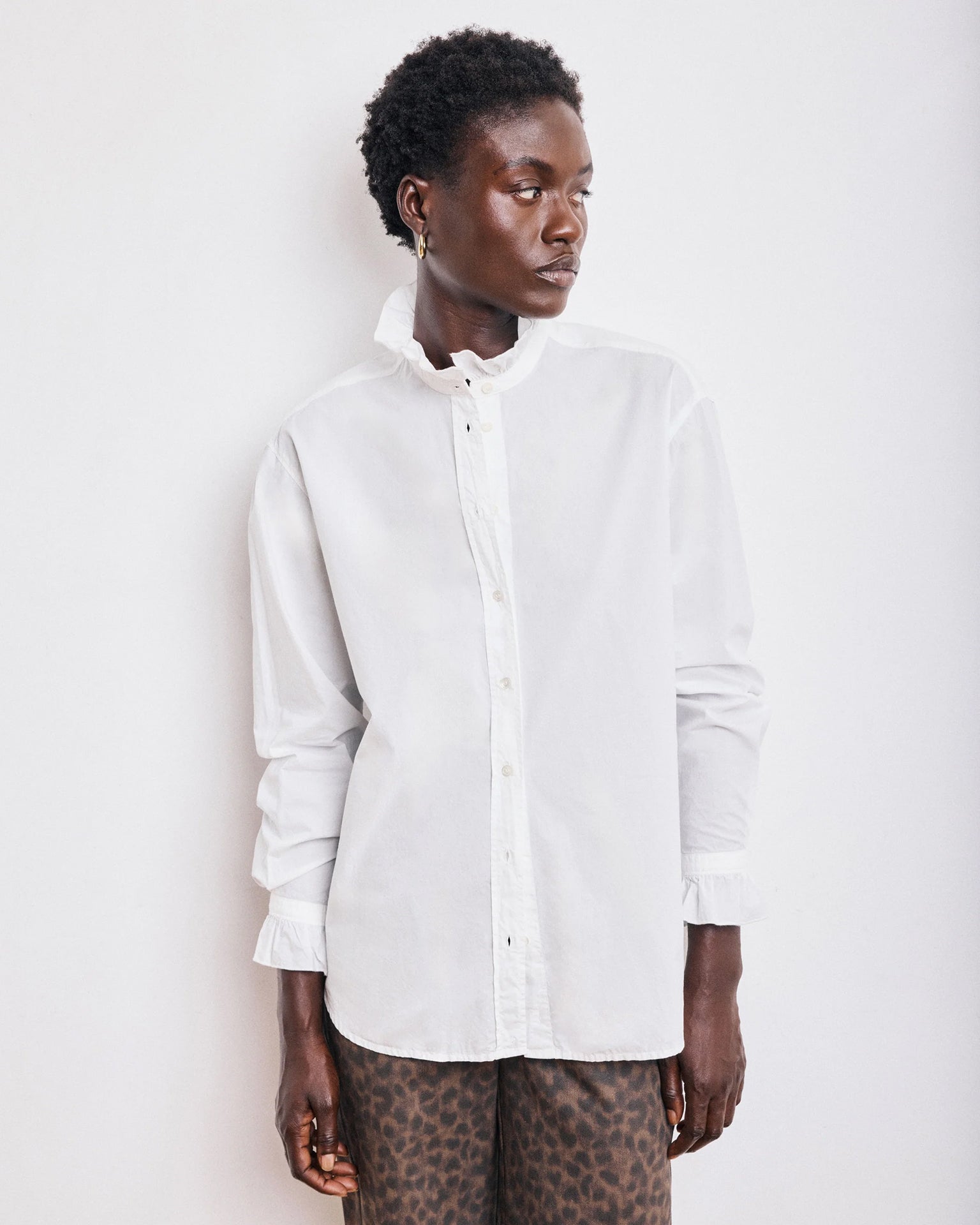 Chana Ruffle Collar Blouse in White