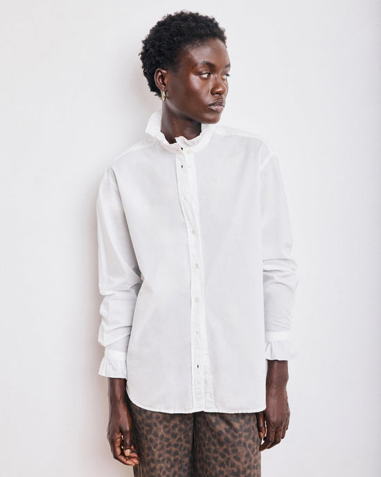 Hartford Chana Ruffle Collar Blouse in White 