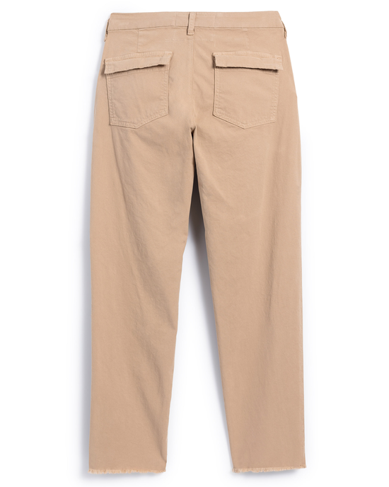 Frank & Eileen Blackrock Utility Pant in Khaki Italian Cotton Twill with back pockets on a white background.