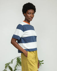 Beaumont Organic Bay-Sue Bold Stripe Tee in Midnight & White 