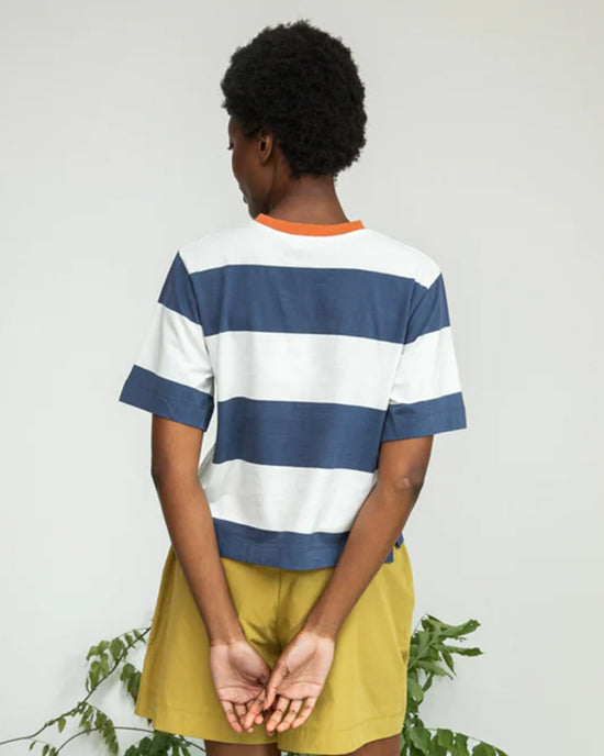 Beaumont Organic Bay-Sue Bold Stripe Tee in Midnight & White 