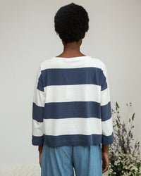 Beaumont Organic Leia-Sue Bold Stripe Tee in Midnight & White 
