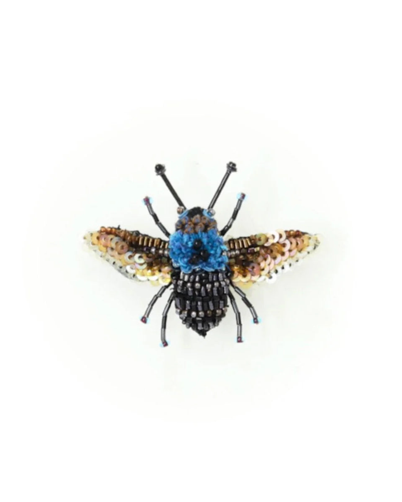 Blue Carpenter Bee Brooch Pin