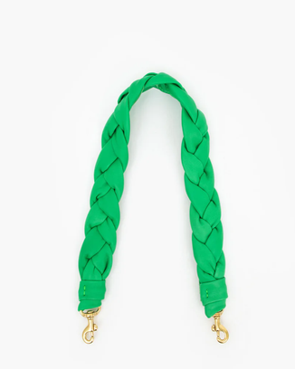 Braided Leather Shoulder Strap in Parrot Green