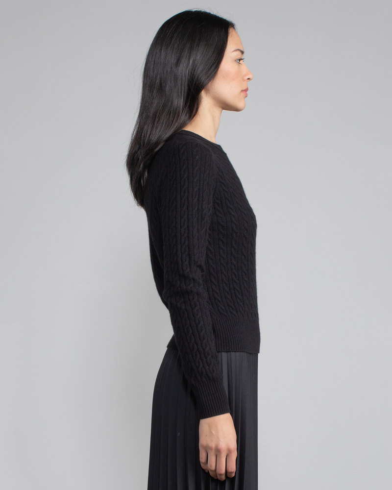 Baby Cable Pullover in Black