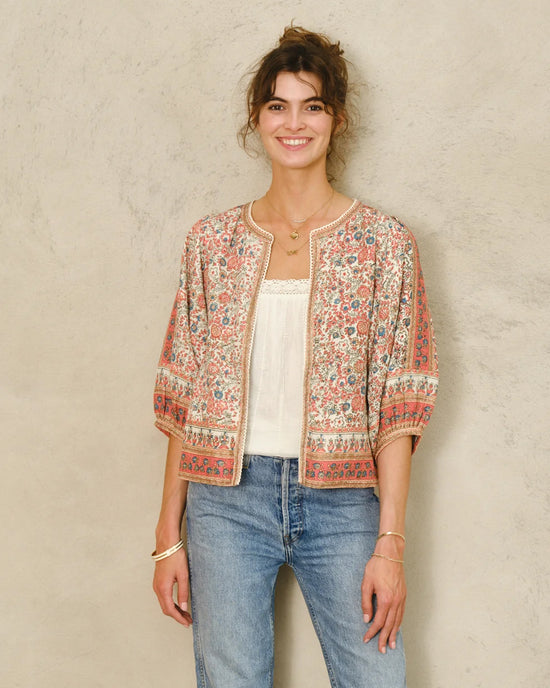 MABE Cass Print Jacket in Coral 
