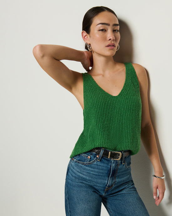 Nation LTD Cece Sweater Tank in Green Lawn 