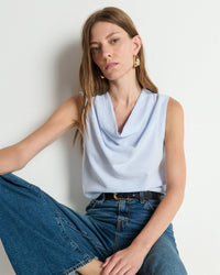 Cille Cowl Neck Tank in Mini Stripe - Bliss Boutiques