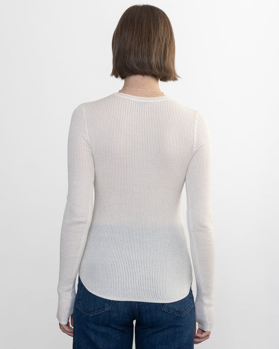 Margaret O'Leary Shirtail Waffle Crew in Ivory 