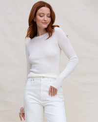 Shirttail Waffle Crew in Ivory - Bliss Boutiques