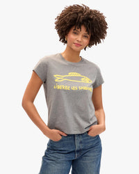 Liberez Les Sardines Classic Tee in Grey Melange - Bliss Boutiques