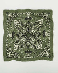 Maison Lecomte Flament Classic Wool & Silk Bandana in Kaki 