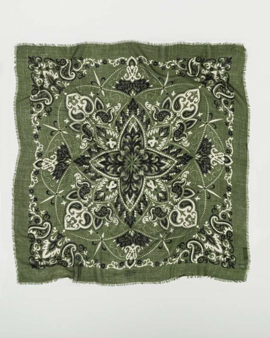 Maison Lecomte Flament Classic Wool & Silk Bandana in Kaki 