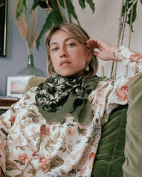 Maison Lecomte Flament Classic Wool & Silk Bandana in Kaki 