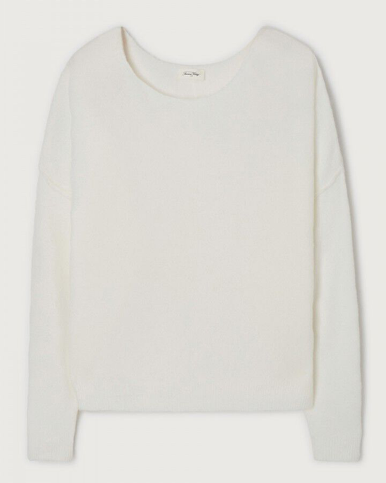 Damsville Boatneck Sweater in Blanc by American Vintage displayed against a white background.