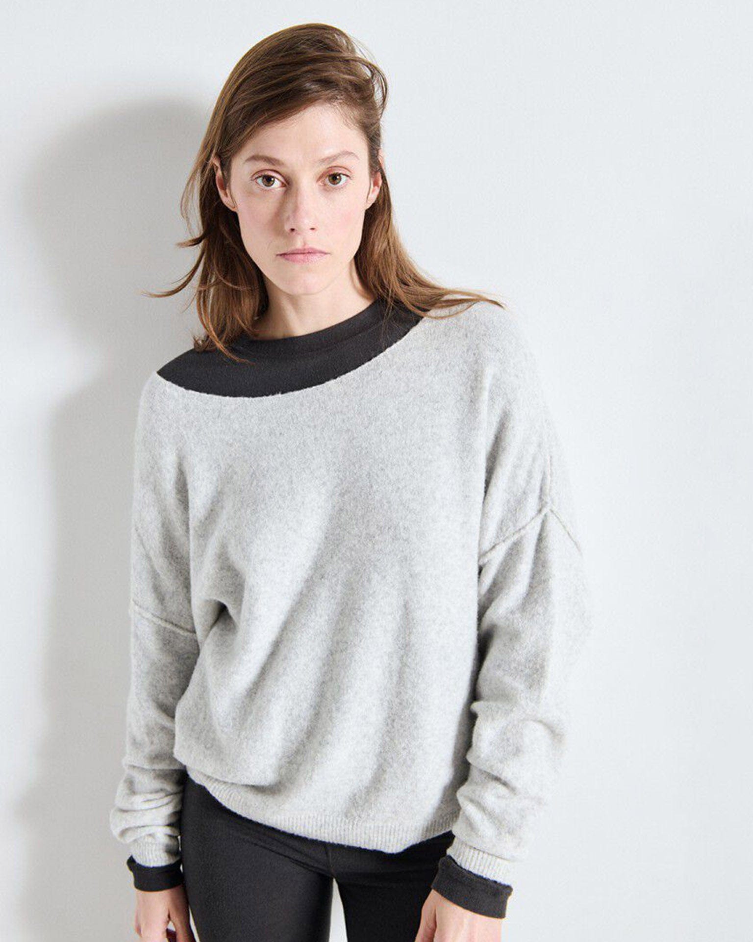 Damsville Boatneck Sweater in Gris Chine
