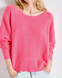 Damsville Boatneck Sweater in Rose Fluo - Bliss Boutiques