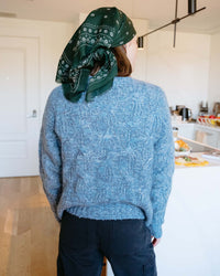 Marled Cable Crew in Indigo Multi