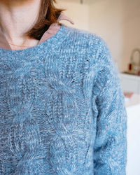 Marled Cable Crew in Indigo Multi