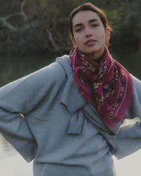 Secret Garden Wool & Silk Bandana in Raspberry