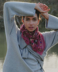Secret Garden Wool & Silk Bandana in Raspberry
