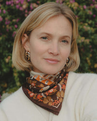 Retour de Foret Small Silk Bandana in Chocolate
