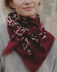 Maison Lecomte Flament Classic Wool & Silk Bandana in Bordeaux 