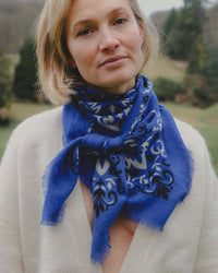 Classic Wool & Silk Bandana in Blue