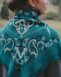 Classic Wool & Silk Bandana in Petrol