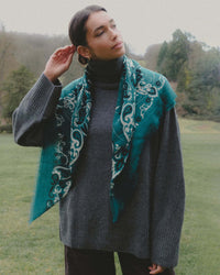 Classic Wool & Silk Bandana in Petrol