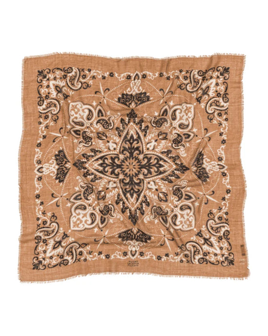 Maison Lecomte Flament Classic Wool & Silk Bandana in Camel 