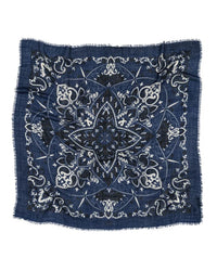 Maison Lecomte Flament Classic Wool & Silk Bandana in Navy 