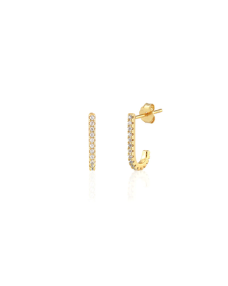 Hook Crystal Post Earrings in Gold