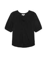 Edie Shirred Shoulder Top in Jet Black