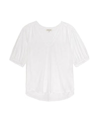 Edie Shirred Shoulder Top in White