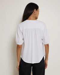 Edie Shirred Shoulder Top in White
