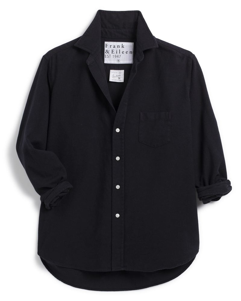 Eileen Relaxed Button Up Shirt in Black Flannel