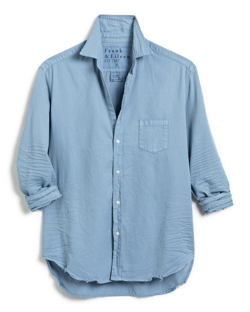 Eileen Relaxed Button Up Shirt in Dusty Blue Denim