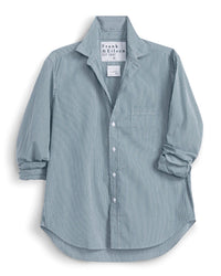Eileen Relaxed Button-Up Shirt in Green Stripe
