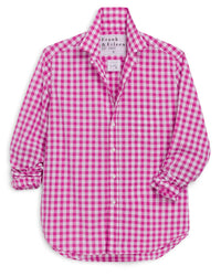 Eileen Relaxed Button Up in Pink Check - Bliss Boutiques