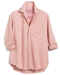 Eileen Relaxed Button Up Shirt in Rose Quartz Denim